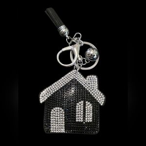 Black and Silver Rhinestone House Bag Charm Keychain